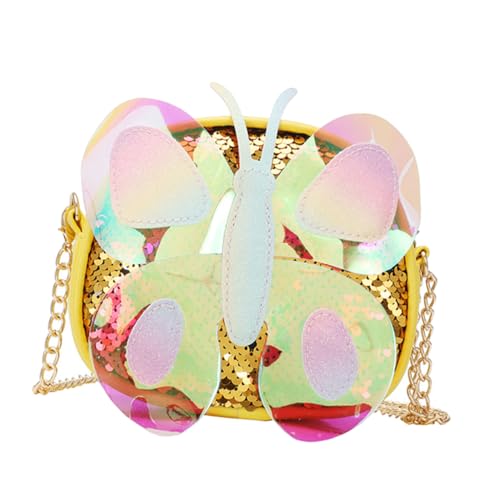ROMISBABA Umhängetasche Schmetterlingsform Gelb Leicht Lange Kette Strapazierfähig Praktisch für Mädchen Geschenk Crossbody Bag von ROMISBABA
