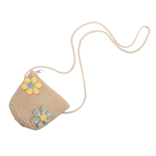 ROMISBABA Umhängetasche Strohtasche Leicht und Langlebig Niedliche Mädchen Crossbody Tasche Praktische Mini Schultertasche aus Geflochtenem Material Einfach zu Reinigen Modischer Retro Look von ROMISBABA
