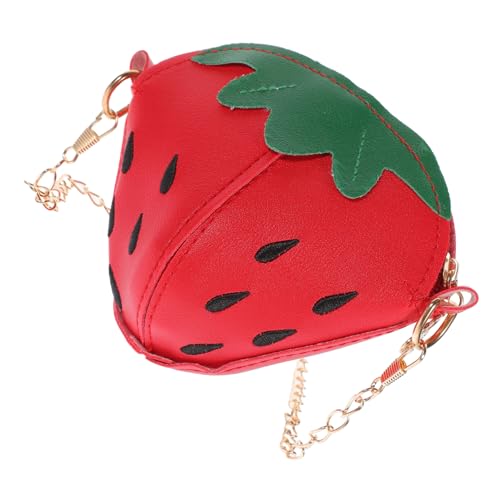 ROMISBABA Erdbeer-Crossbody-Tasche Für Mädchen Mit Kettenriemen Süße Stilvolle Umhängetasche Für Junge Mädchen Praktische Geldbörse Für Kleine Dinge Für Alltag Rot von ROMISBABA