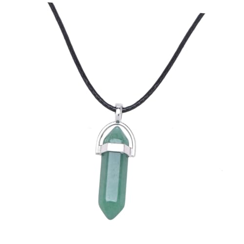 ROMISBABA Unisex Halskette mit Natürlichem Sechseckigem Steinanhänger Dongling Jade Modischer Schmuck für Damen und Herren Wachsgebundener Kordel von ROMISBABA