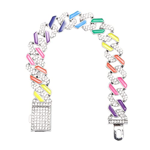 ROMISBABA Unisex Kubanisches Armband mit Bunten Strasssteinen Eleganter Robuster Modeschmuck für Handgelenk Schickes Hip Hop Design Hautfreundlich und Langlebig von ROMISBABA