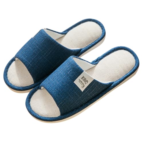 ROMISBABA Unisex Leichte Hausschuhe aus Baumwoll Leinen Atmungsaktive Rutschfeste Pantoletten für Jahreszeiten Bequeme Einfache Slippers für Schlafzimmer und Wohnzimmer von ROMISBABA