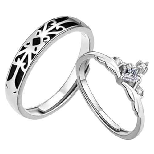 ROMISBABA Verstellbare Liebesringe für Hochwertiger Legierung Offener Ring mit Funkelnden Kristallen Romantisches Schmuckgeschenk und Ihn Einstellbare Langlebig und Modisch von ROMISBABA