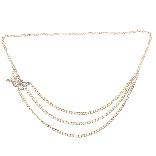 ROMISBABA Verstellbare Mehrschichtige Taillenkette mit Schmetterlingsanhänger Langlebige Metall körperkette für Damen Modischer Bauchkettengürtel Geeignet für Partys Hochzeiten Strand von ROMISBABA