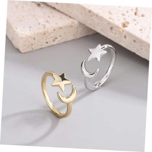 ROMISBABA Verstellbarer Damen Ring Mond Stern Offener Ring Goldfarben Schmuck für Partys Cosplay Alltag von ROMISBABA