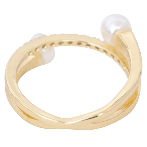 ROMISBABA Verstellbarer Damenring mit Perle Modischer Offener Cross Ring Eleganter Schmuck für Party und Alltag Handgefertigter Modeschmuck Goldfarbener Finger Schmuck von ROMISBABA