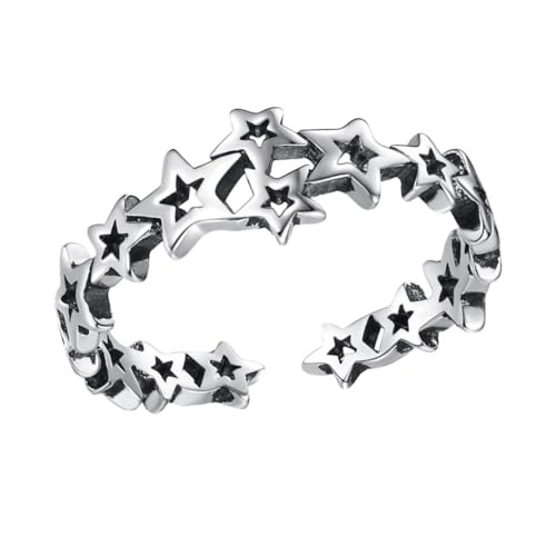 ROMISBABA Verstellbarer Fünf Punkte Stern Ring für Mädchen Modischer Sterling Schmuck Offener Stern Design Fingerring für Freundinnen und Alltagsmode von ROMISBABA