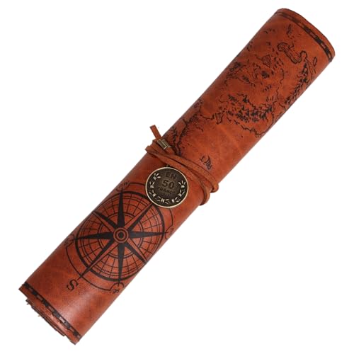ROMISBABA Vintage Canvas Roll-up Stiftetui Großer Stauraum Für Stifte Und Pinsel Strapazierfähiges Kunstleder Für Studenten Und Künstler Tiefbraun von ROMISBABA
