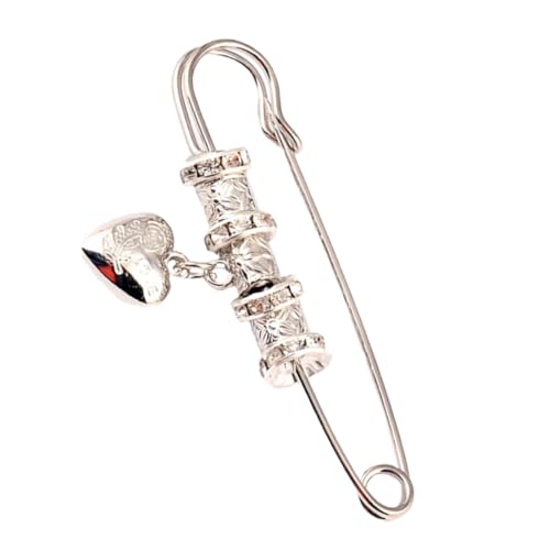 ROMISBABA Vintage Chic Cardigan Pin mit Retro Herz Brosche Großer Silberner Strickjacken Schmucknadel Modische Cape Verschlussspange für Pullover und Schal Elegantes Accessoire für Damen von ROMISBABA