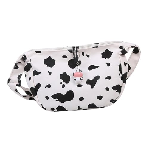 ROMISBABA Vintage Cow Print Canvas Umhängetasche Damen Kreative Schultertasche Vielseitig Für Alltag Arbeit Freizeit von ROMISBABA