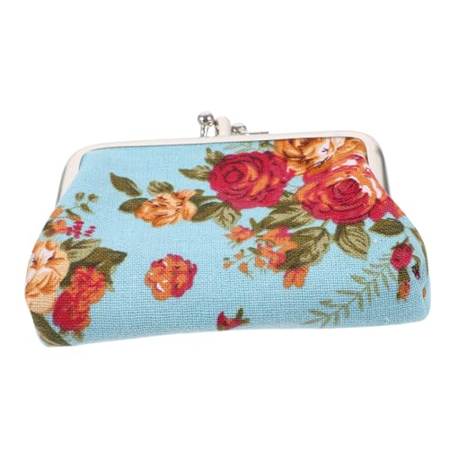 ROMISBABA Vintage Damen Geldbörse Strapazierfähigem Canvas Kompakte Handtasche mit Fächern für Münzen Karten Unterwegs Blaues Design von ROMISBABA