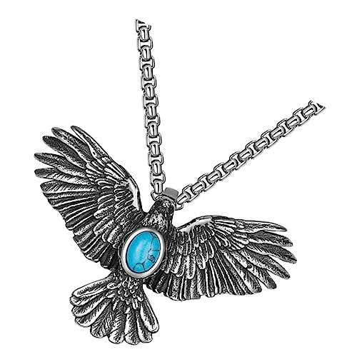 ROMISBABA Vintage Eagle Halskette für Männer Robuste Titanstahl Kette mit Einzigartigem Design Türkisem Anhänger für Anlässe Wie oder Valentinstag ROMISBABA Vintage Eagle Halskette für Männer Robuste Titanstahl Kette mit Einzigartigem Design Türkisem Anhänger für Anlässe Wie oder Valentinstag von ROMISBABA