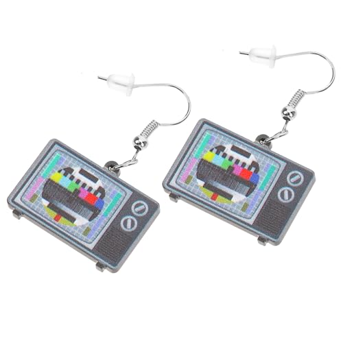 ROMISBABA Vintage Fernseher Ohrhänger aus Kunststoff Kreative Retro Schmuckstücke für Frauen und Mädchen Langlebige Auffällige Ohranhänger mit Nostalgischem Design Einzigartiges für von ROMISBABA