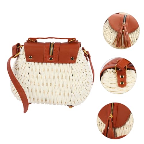 ROMISBABA Vintage Geflochtene Crossbody Bag Damen Leichte Schultertasche mit Mittlerer Kapazität Vielseitig für Strand Party Shopping und Alltag Geeignet Modischer Retro stil für von ROMISBABA