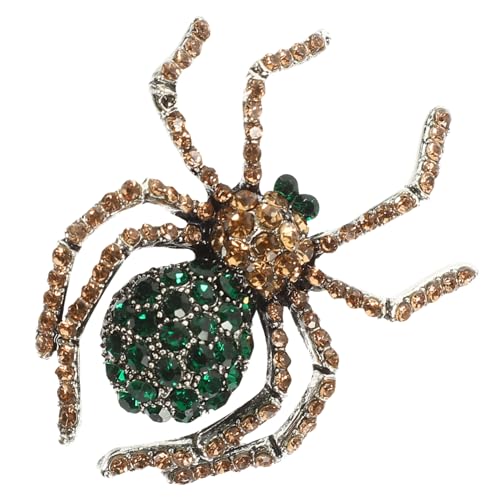 ROMISBABA Vintage Halloween Spinnenbrosche mit Strass Retro Anstecknadel für Kleidung Eleganter Pullover Clip Dekorative Schmucknadel für Strickjacken Langlebig und Modisch Grün von ROMISBABA