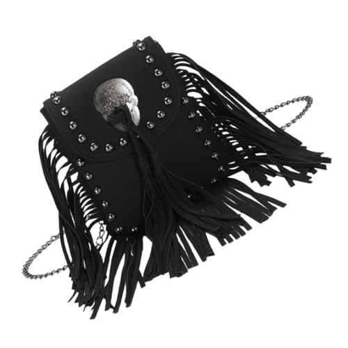 ROMISBABA Vintage Ketten Schultertasche Damen PU Kleine Umhängetasche mit Fransen Crossbody Bag für Alltag Shopping Reisen von ROMISBABA