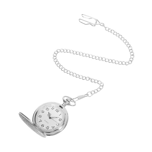ROMISBABA Vintage Mechanische Taschenuhr mit Kette aus Langlebigem Metall Präzisem Handaufzug Klassischem Gravurdesign und Klappdeckel Geeignet für Herren und Damen bei Formellen und Legeren von ROMISBABA