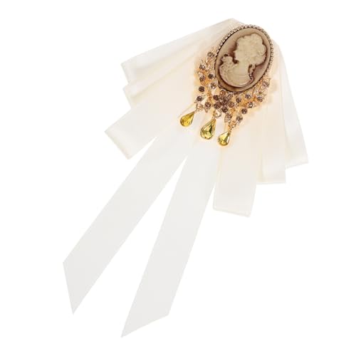 ROMISBABA Vintage Stoff Schleifenbrosche mit Anstecknadel Damen und Herren Multifunktionale Kleidung Dekoration Klassische Weiße Stofffliege Sicherer Pin für Blusen Hemden Kleider von ROMISBABA