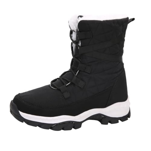 ROMISBABA Warme Damen Schneestiefel Gefüttert Geschnittene Outdoor Boots Komfortable Rutschfeste Sohle Weiches Material Wintermode Schwarz von ROMISBABA