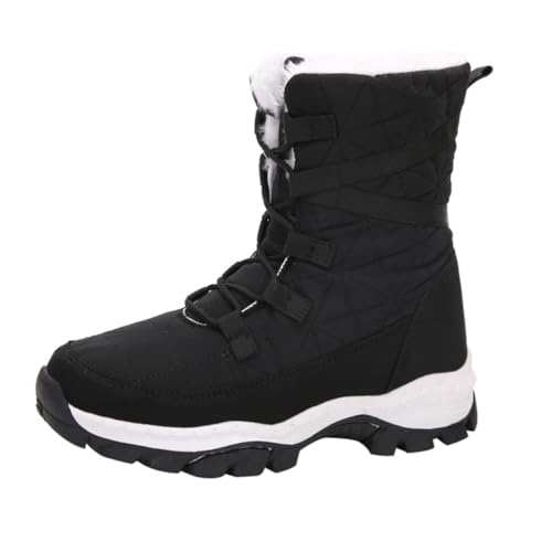 ROMISBABA Warme Damen Winterstiefel Hochgeschnitten Gefüttert Komfortable Outdoor Schneestiefel Rutschfeste Sohle Weiche Laufsohle Modisch Schwarz von ROMISBABA