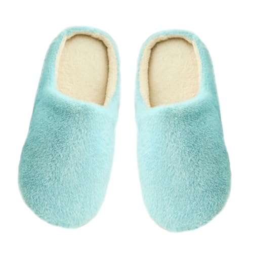 ROMISBABA Warme Flauschige Winter Hausschuhe Damen Herren Weiche Geräuscharme Baumwoll Pantoffeln mit Flexiblem Rutschfestem Softsohlen Design Gemütliche Indoor Schuhe Blau von ROMISBABA