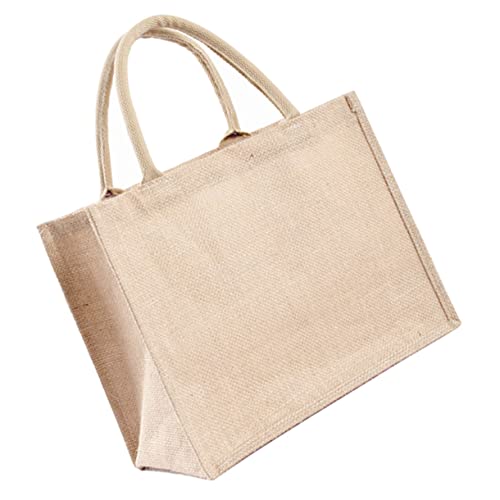 ROMISBABA Wasserdichte Jute Tragetasche Robuste Wiederverwendbare Einkaufstasche aus Beschichtetem Leinenstoff Modische Handtasche für Alltag und Nutzung Umweltfreundlicher Ersatz für von ROMISBABA