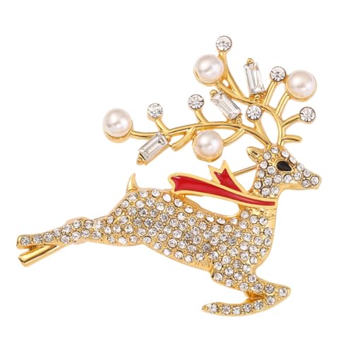 ROMISBABA Weihnachtsbrosche Elch Form Strass Broschen Modisches Kleidungszubehör Retro Corsage für Damen Geschenkidee Kleine Aufmerksamkeiten Hochzeit Party Schmuck von ROMISBABA
