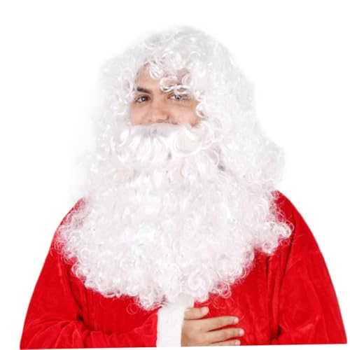 ROMISBABA Weihnachtsmann Perücke und Weiß Lang Lockig Cosplay Requisiten Sicher Hautfreundlich Für Party Karneval Festliche Anlässe von ROMISBABA