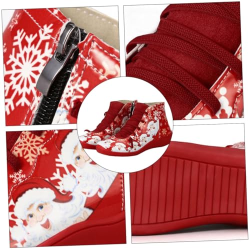 ROMISBABA Weihnachtsschuhe Damen Kurzstiefel Rote Xmas Boots Gefüttert Attraktiv Winter Casual Schuhe Festliche Stiefeletten Für Alltag Und von ROMISBABA
