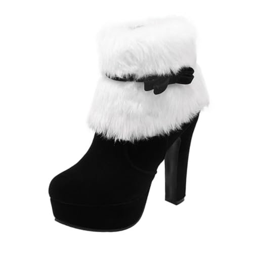 ROMISBABA Winterstiefel Damen Kurzstiefel mit Hohem Absatz und Plüschfutter Rutschfeste Ankle Boots mit Schleifenverzierung und Warm Modisch für Weihnachten und Kalte Tage Schwarz ROMISBABA Winterstiefel Damen Kurzstiefel mit Hohem Absatz und Plüschfutter Rutschfeste Ankle Boots mit Schleifenverzierung und Warm Modisch für Weihnachten und Kalte Tage Schwarz von ROMISBABA