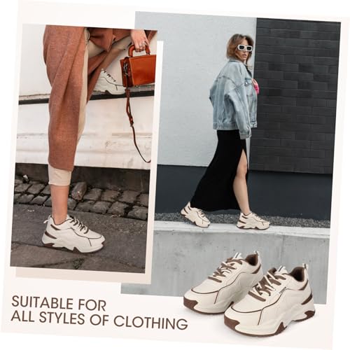 ROMISBABA Womens Tennis Sneakers aus Kunstleder Atmungsaktiv Langlebig Modisch Vielseitig für Sport Fitness Alltag Khakifarbene Damen Turnschuhe von ROMISBABA
