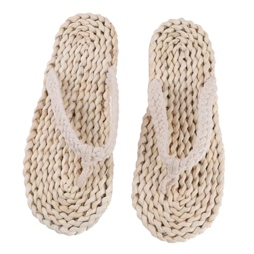 ROMISBABA Woven Slipper Damen Japanischer Stil Retro Hausschuhe mit Rutsch Sohle Leicht und Angenehm für Sommer Strand und Alltag Geeignet von ROMISBABA