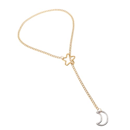 ROMISBABA Y-halskette Für Damen Kubanische Lasso-y-form Verstellbare Aus Metall Mit Mond Und Sternelementen Punk-gothic-stil Statement-halskette Für Partys Und Rockauftritte von ROMISBABA