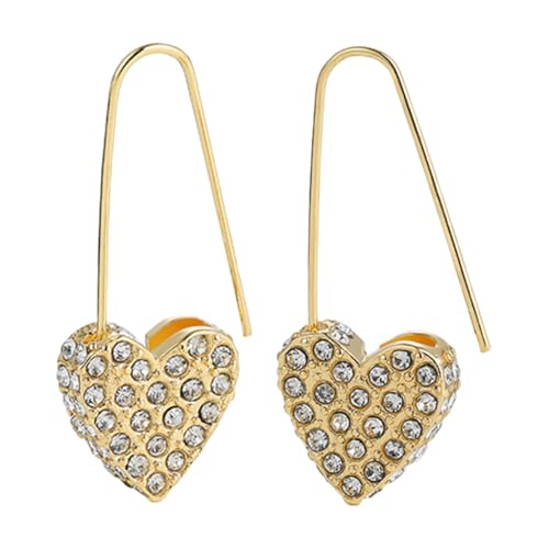 ROMISBABA Zircon Herz Sicherheitsnadel Ohrringe Damen Modisch Stylisch Langlebig Legierung Festival Party Schmuckaccessoire von ROMISBABA