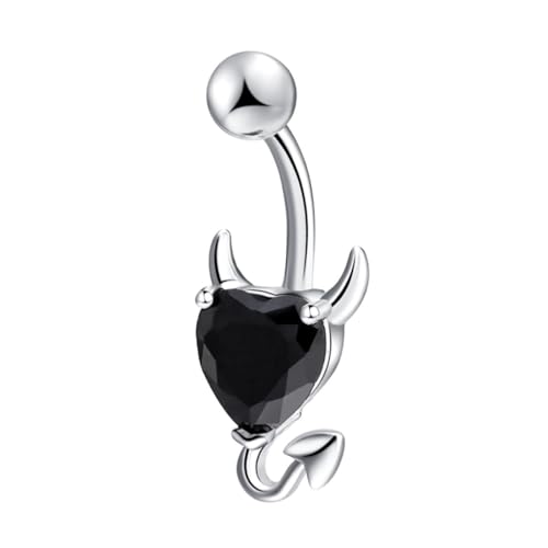 ROMISBABA Zirkonia Bauchnabelring Herzform Damen Nabelpiercing Schmuck Langlebig Robust für Festival Party Tanz Geeignet Modisches Design Kleines Bauchnabelpiercing Accessoire von ROMISBABA