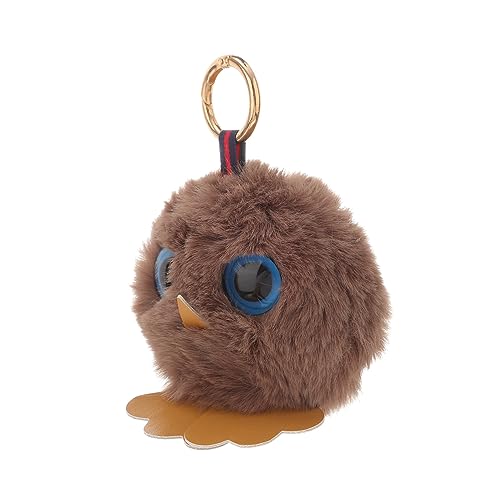 ROMISBABA Eulen Haarball Schlüsselanhänger Kreativer Schlüsselhalter Einzigartige Schlüsseldekoration Für Frauen Mädchen Süßes Für Besondere Anlässe Robustes Pu Kaffeefarben von ROMISBABA