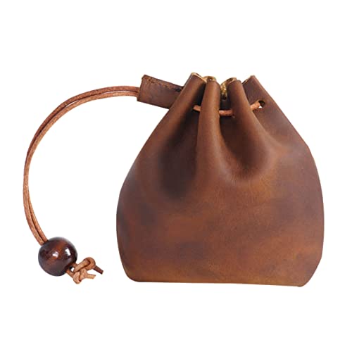 ROMISBABA Münztasche Kleine Geldbörse Wechseltasche Münzbörse Schlüsseltasche Vintage Design Für Münzen Kleingeld Und Schlüssel Hellbraun von ROMISBABA