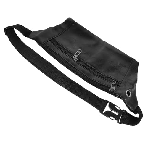 ROMISBABA wasserdichte Pu Tasche Bauchtasche Herren Sport Waist Pouch mit Kopfhörerloch Große Kapazität für Jogging Wandern Radfahren Camping Schwarz von ROMISBABA