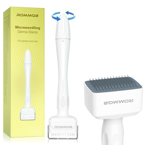 Derma Stempel Einstellbar - ROMMQB Microneedling Stempel für Haar Gesicht Kopfhaut Bart, Micronadel-Dermastamp zu Hause, Mikro-Needling-Stempel für Frauen und Männer, Hautpflege und von ROMMQB