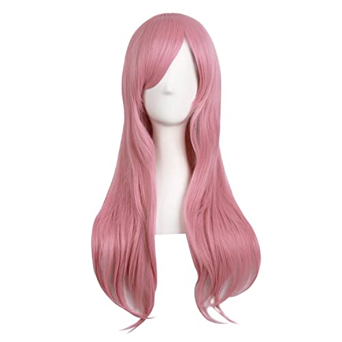 ROMOZ 24" 60cm lange lockige Haarenden Kostüm Cosplay Perücke(Color:Rouge Pink,Size:24inch) von ROMOZ