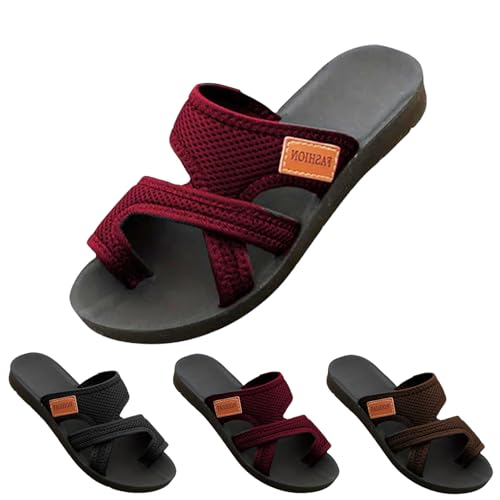 ROMPOTY Atmungsaktive Mesh-Sandalen 2024 für Damen, hohles Netzgewebe, lässige Netz-Hausschuhe mit Fußgewölbeunterstützung, rot, 41 EU von ROMPOTY