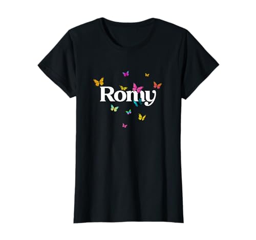 ROMY - Schöner Mädchen Name mit bunten Schmetterlingen T-Shirt ROMY - Schöner Mädchen Name mit bunten Schmetterlingen T-Shirt von ROMY Tochter Enkel Geburtstag Geschenkideen