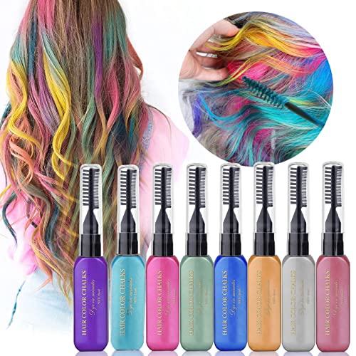 ROMYSE Haarkreiden für Mädchen, 8 farbige Haarfärbemittel, temporäre, waschbare Haarsprayfarbe für Kinder, Männer und Frauen, 15 ml pro Flasche von ROMYSE