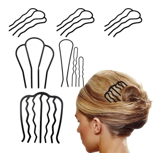 8 Stück Metall Schwarz Haar Seitenkämme Haar Gabel Clip Zähne Haarnadel Stick für Hochsteckfrisuren Dutt Maker Haar Styling Werkzeug Haarschmuck für Frauen und Mädchen von RONGHUA
