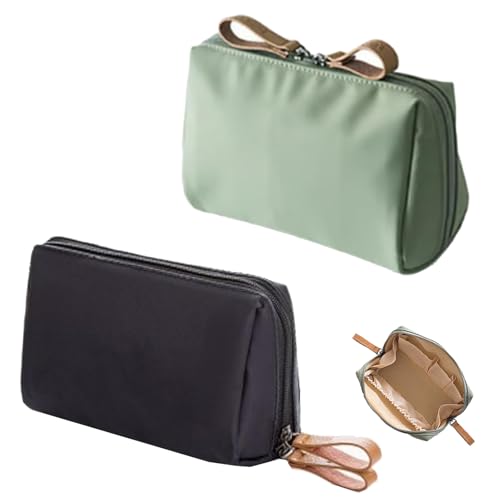 Strealinem Streamline Reise-Make-up-Tasche für Damen, tragbare, wasserdichte Mini-Make-up-Tasche für den täglichen Gebrauch, multifunktionale (Green+Black) von RONGJUEOZ