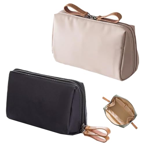 Strealinem Streamline Reise-Make-up-Tasche für Damen, tragbare, wasserdichte Mini-Make-up-Tasche für den täglichen Gebrauch, multifunktionale (Khaki+Black) von RONGJUEOZ