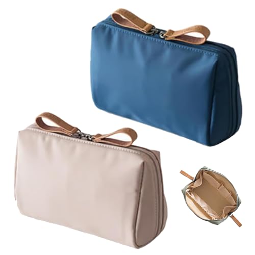 Strealinem Streamline Reise-Make-up-Tasche für Damen, tragbare, wasserdichte Mini-Make-up-Tasche für den täglichen Gebrauch, multifunktionale (Khaki+Blue) von RONGJUEOZ