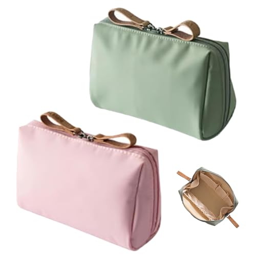 Strealinem Streamline Reise-Make-up-Tasche für Damen, tragbare, wasserdichte Mini-Make-up-Tasche für den täglichen Gebrauch, multifunktionale (Pink+Green) von RONGJUEOZ