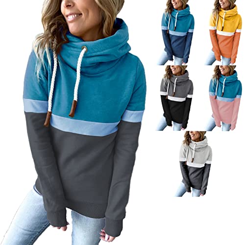 Rongm LäSsiges Damen-Sweatshirt, Damen-Hoodie, Shopping-Hoodie, Freie Farbblockkombination (3XL) von RONGM