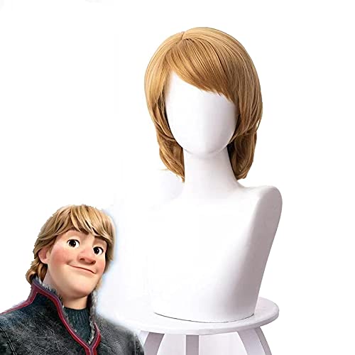 RONGYEDE Kristoff Cosplay Männer Kurze 35cm Perücke Weihnachten Braune Perücke Cosplay Anime Perücke Hitzebeständige synthetische Perücken von RONGYEDE